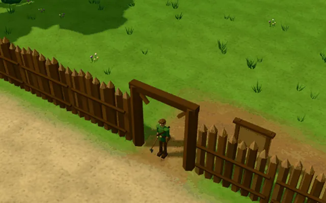 A woodcutter at the gate of the timber-fenced sand pit west of Holtgrove
